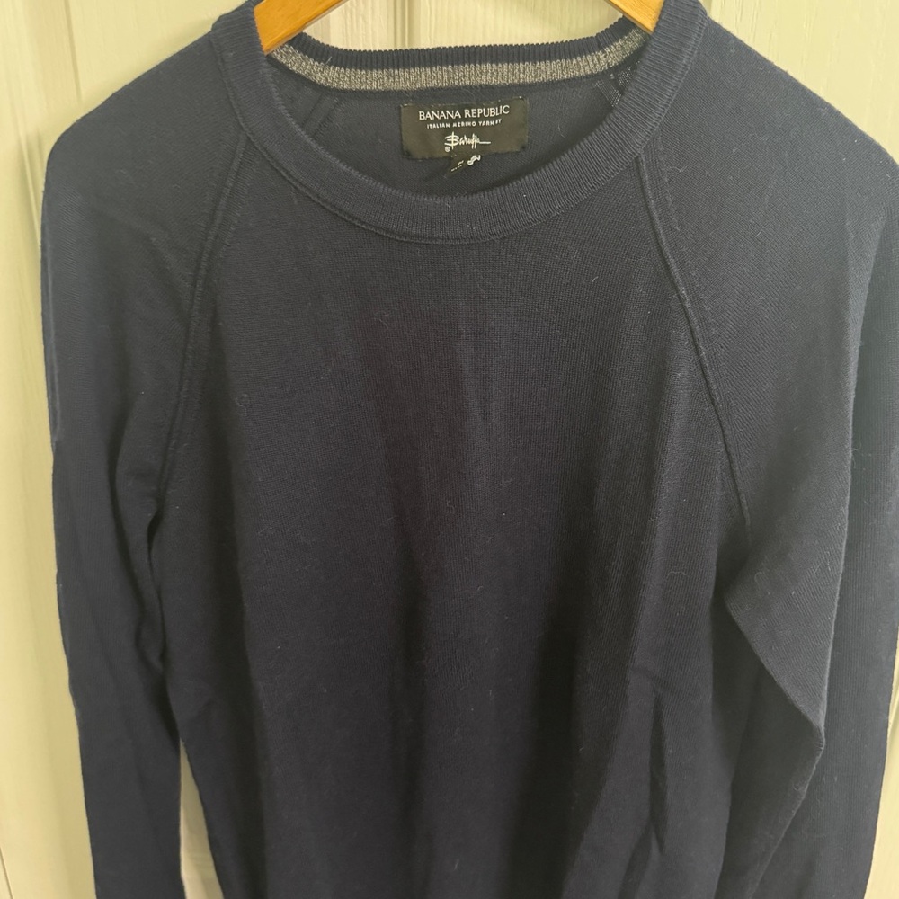Banana Republic Men's Italian Merino Wool Navy Sweater - Medium Tall